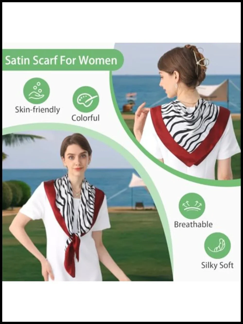 100% Mulberry Silk Square Head Scarf 35x35 for Sleeping Hair Wrapping Bandana